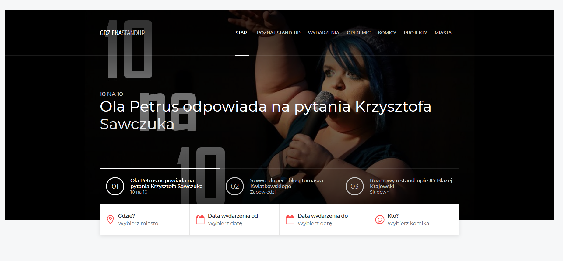 screanshot z gdzienastandup.pl